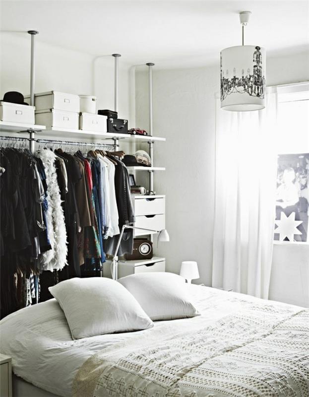 säilytystilaa makuuhuoneessa ajatus vaatteiden säilyttämisestä