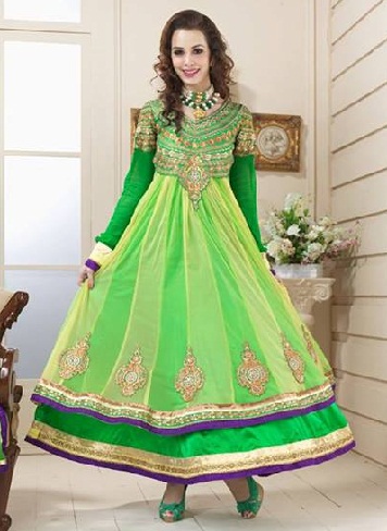 Grøn Anarkali Salwar Suit