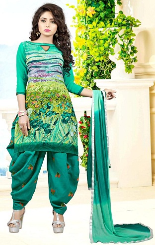 Patiala stílusú zöld Salwar öltöny