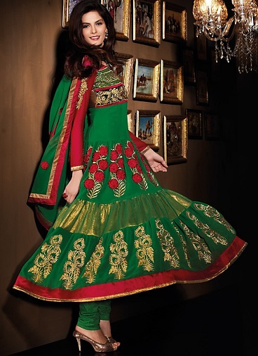 Rød og grøn Salwar -dragt