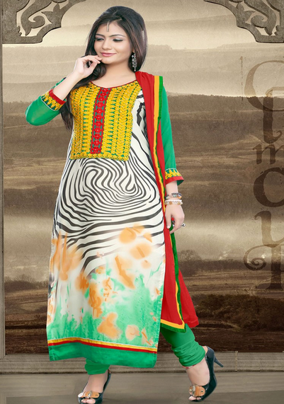 Hosszú tervező zöld Salwar öltöny