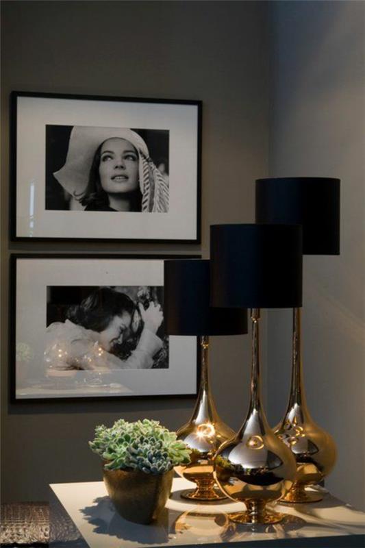 lattiavalaisin moderni kultainen musta lampunvarjostin