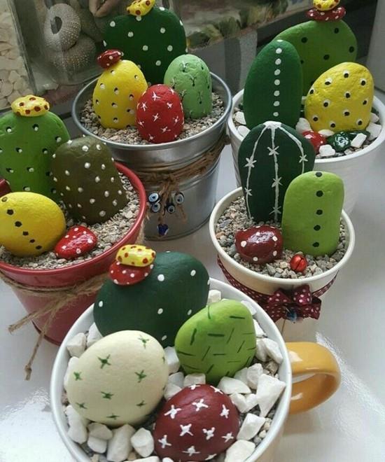maalaus kivet kaktus koristelu tinker