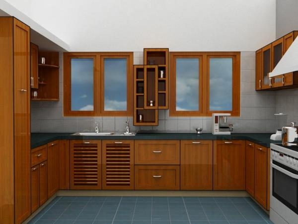 modulaariset keittiösuunnitteluideat keittiön ruskeat huonekalut