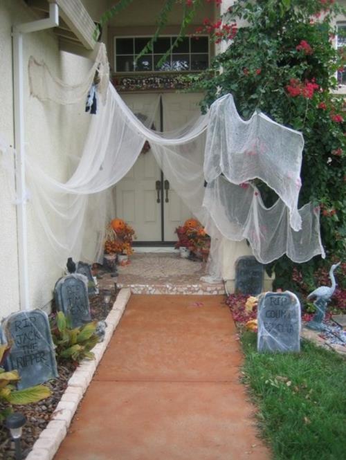 tyylikkäitä ja pelottavia ideoita halloween -koristeellisiin hautakiviin ja hämähäkinverkkoihin