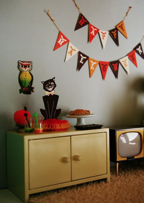 tyylikkäitä ja pelottavia ideoita halloween -paperikoristeisiin kissa ja pöllö