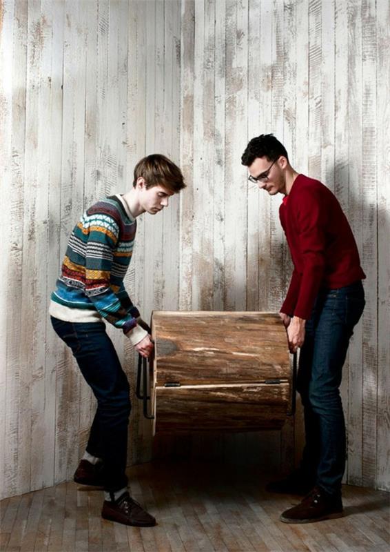 tuoli tammipuu kierrätetty palkit näyttävät rakenne