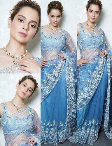 Kangana Ranaut Blue Saree