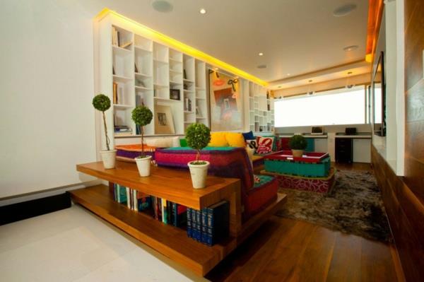 tyylikäs moderni huoneisto värikkäitä paljon sisäänrakennettuja valoja
