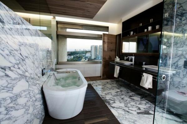 tyylikäs huoneisto soikea kylpyammeen seinä ja lattia marmoria