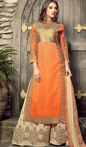 Palazzo Style Orange Salwar Suit9