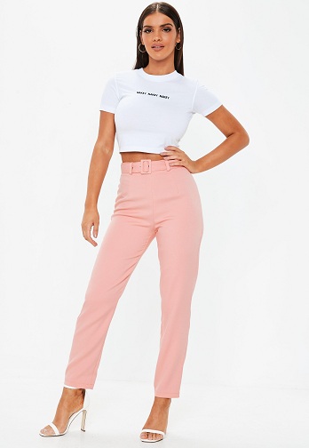 Pink bukser med høj talje