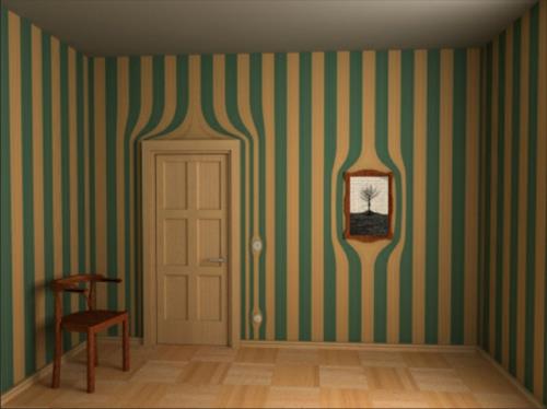 Surrealistinen tapetti antiikkiraidat pystysuora sininen vihreä