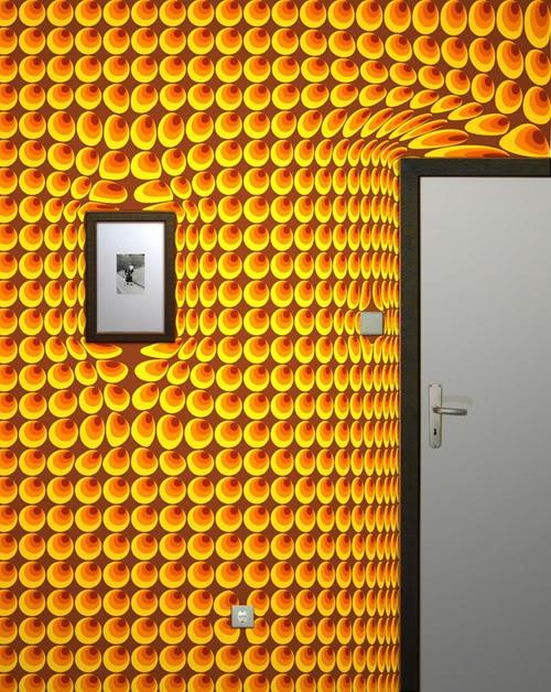 surrealistinen tapetti keltainen optinen harha idea