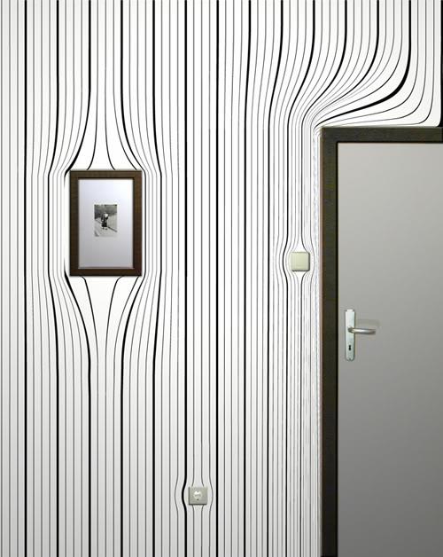 Surrealistinen taustakuva mustavalkoiset raidat optinen harha