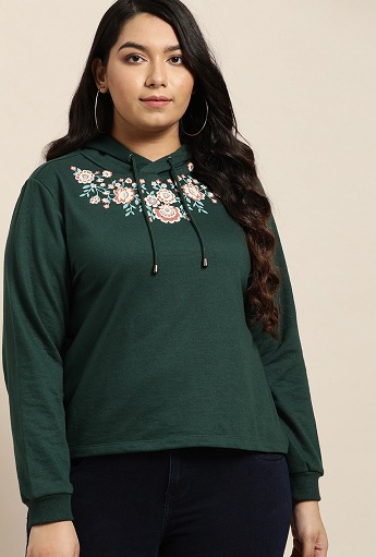 Sweatshirts til kvinder i stor størrelse med blomsterprint