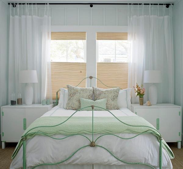 symmetrinen makuuhuone valkoinen viileä verho ideoita
