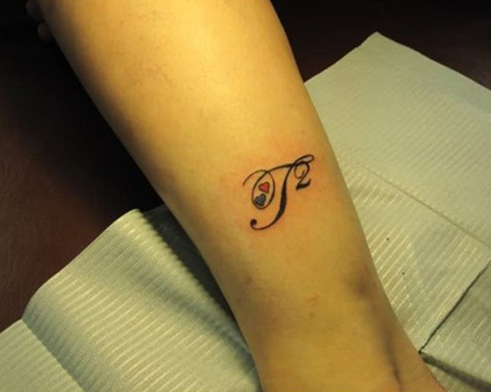 T Letter Design Tattoo