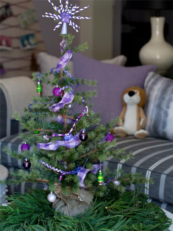 Joulukuusi koristella deco ideoita joulukoristeet violetti lapsi