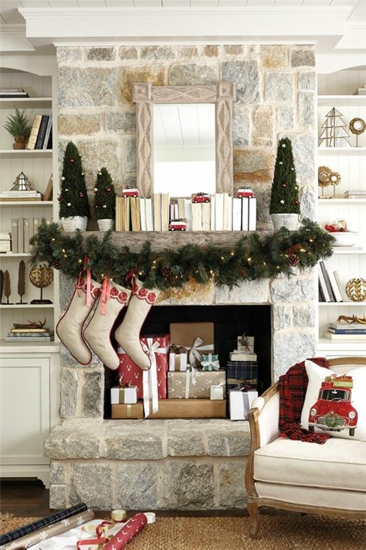 kuuset joulu takka koristella deco houkutteleva