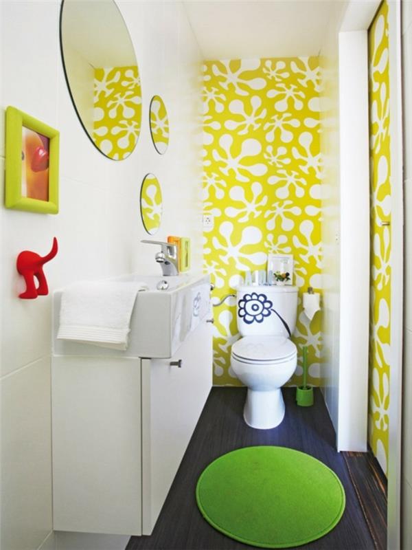 pyöreä kylpyhuoneen peili tapetti kuvio lasten kylpyhuone värillinen tapetti kuvio pyöreä kylpyhuoneen peili