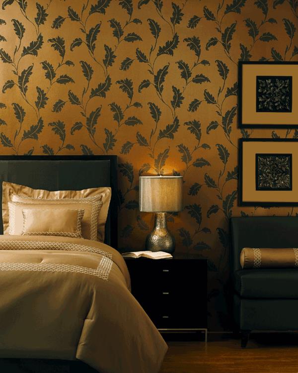 wallpaper makuuhuone floral elementskuva yöpöytälamppu