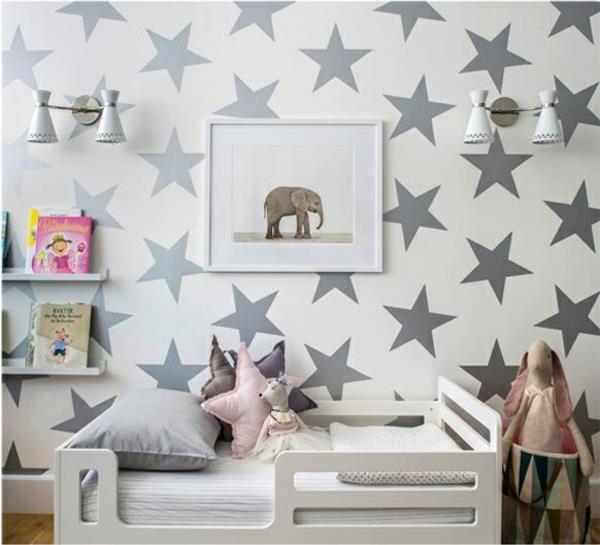 vauvan huone tapetti suunnittelu seinän suunnittelu tapetti kuvio tähdet harmaa
