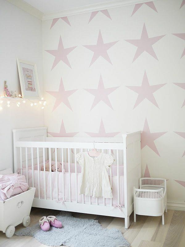 vauvan huone tapetti seinän suunnittelu tyttöjen huone vaaleanpunainen tapetti kuvio tähteä