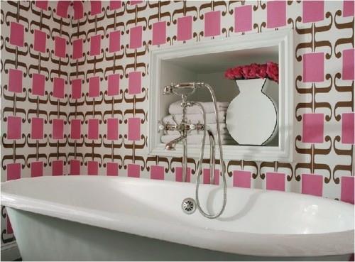 tapettiideoita kylpyhuoneessa vaaleanpunainen kuvio abstrakti
