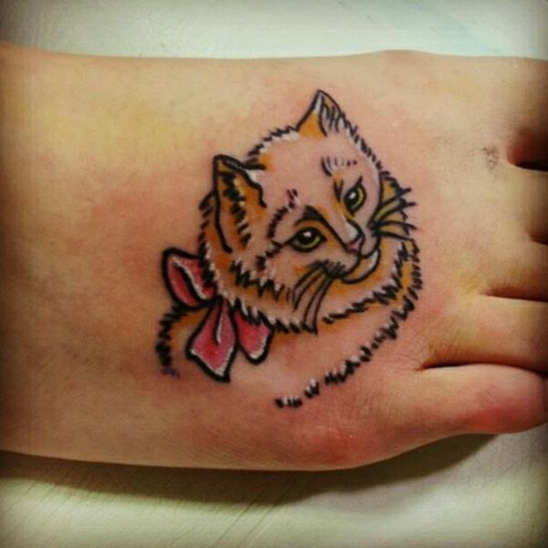 tatuointi jalalla tatuoinnit suunnittelee kissaa