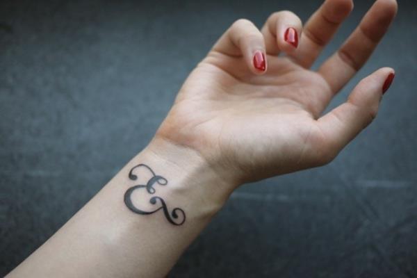 tatuointi ranteessa ja fontit