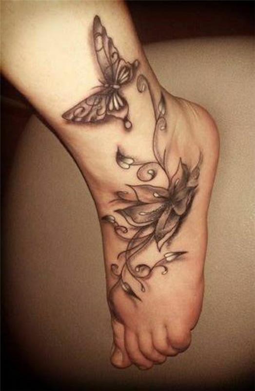 tatuointi jalka tatuoinnit suunnittelee perhonen