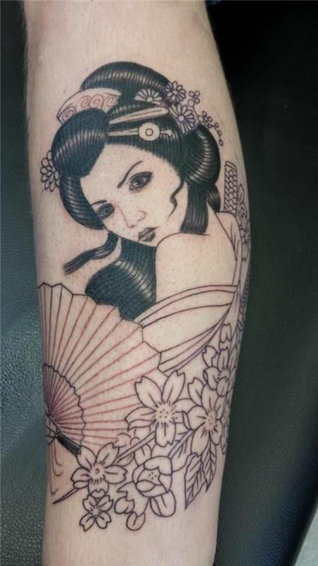 tatuointi motiivit naiset geisha kyynärvarret trendikäs