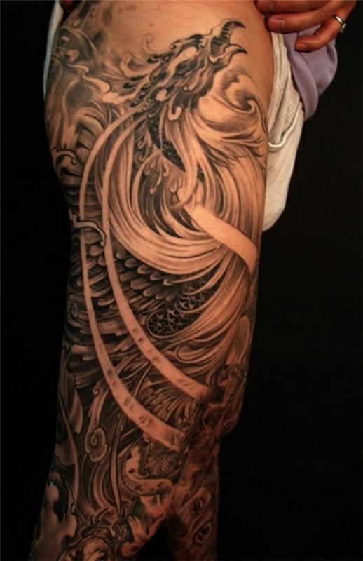 tatuointi olkavarren ideoita phoenix motiiveja tatuointeja