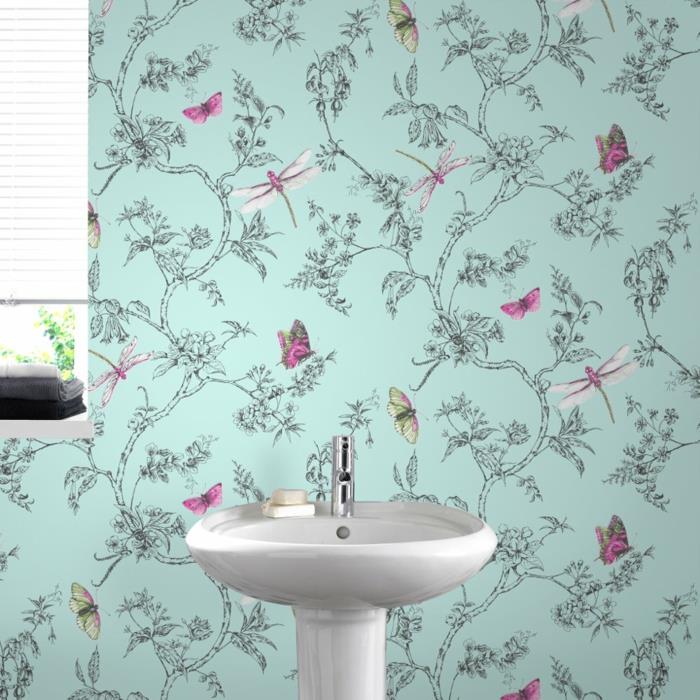 porrastettu kuvio seinän suunnittelu olohuone kohtaus kylpyhuone