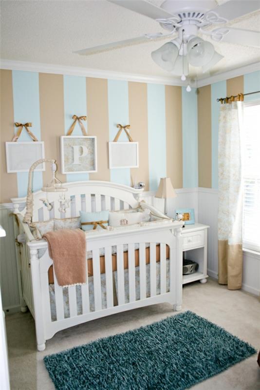 matto vauvan huone vihreä muotoilu valkoinen pinnasänky