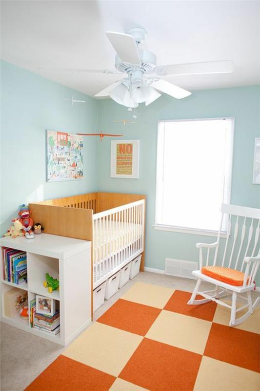 matto vauvahuone ruudullinen kuvio oranssi beige