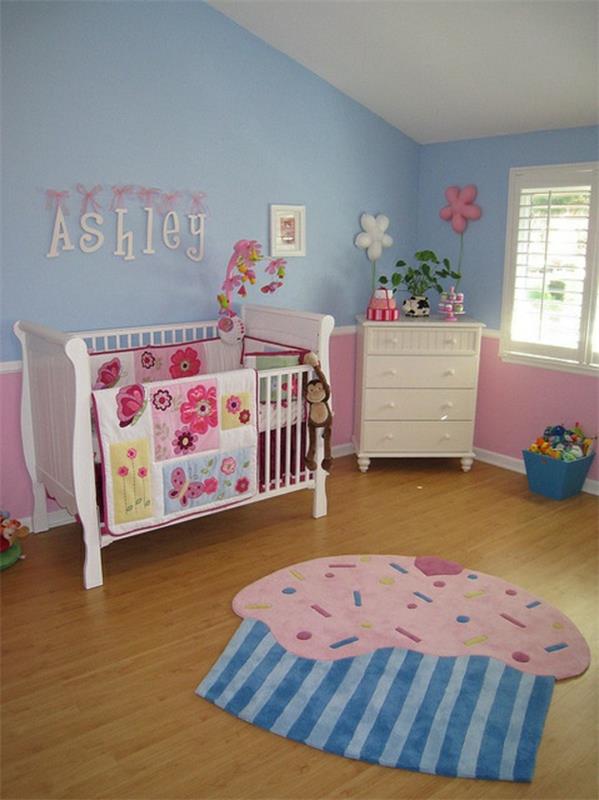 matto vauvahuone hauska muotoilu tuore seinämaali sininen vaaleanpunainen