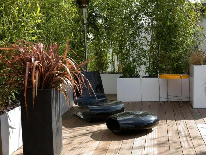 design terassi terassi katto takka puutarhakalusteet bambu yksityisyysnäyttö