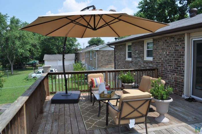 terassi suunnittelu patio katto takka puutarhakalusteet kiinteä päivänvarjo