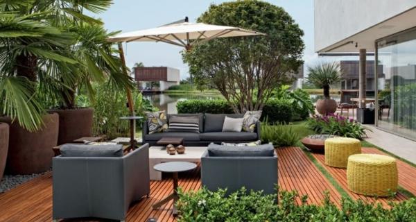 terassi suunnitteluideoita parveke kasvit lounge huonekalut