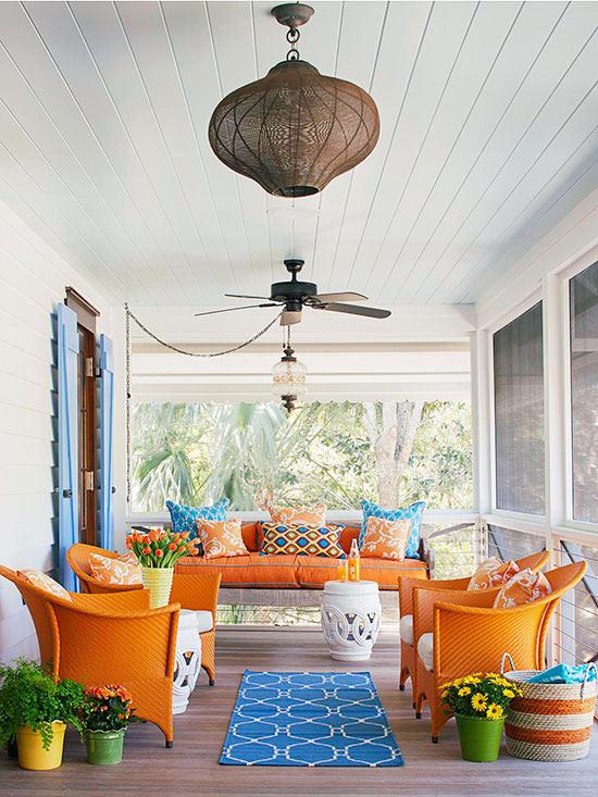 terassisuunnitteluideat verantakalusteet rottinkikalusteet sohva puinen veranta