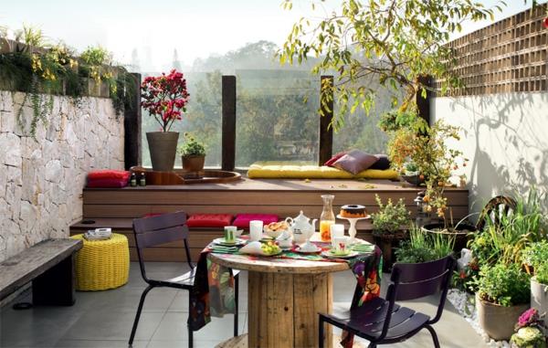 terassi suunnittelu moderni parveke kasvit lounge huonekalut rakentaa itse