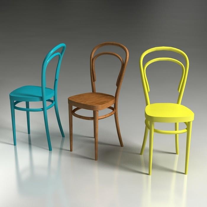 thonet -tuolit design klassikoita värikkäitä värejä taivutettu puu massiivipuuta