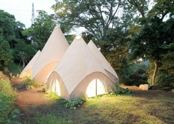 tipi teltta modernit talot japani puubetoni