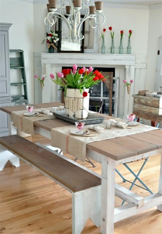 pöydän sisustuspöydän sisustusideoita tulppaaneilla ruokasalin pöytä ja tuolit