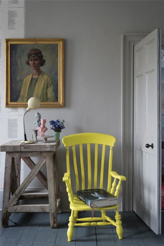 pöytä puu vanha eteinen keltainen tuoli kotiideoita vintage
