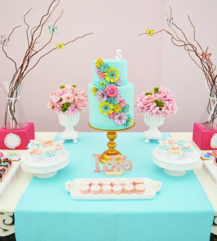 pöytäkoriste sininen pöytä juhlava koristella kakku pöytä juoksija