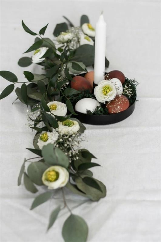 pöytä koristeluun kukat munat pääsiäinen koristeluideoita