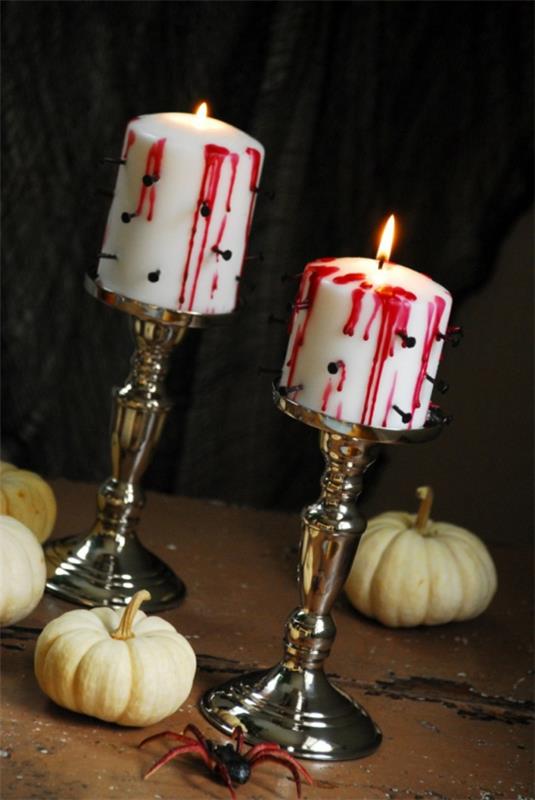 Koristele pöytäkoristeet halloween -kynttilät väärennetyllä verellä